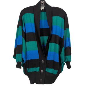 Vintage Felicity Barbara Lesser Women's Size S Stripe Batwing Cardigan Sweater